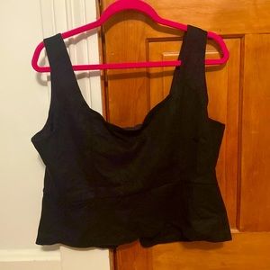 Women’s Black Square Neck Corset Back Crop Top